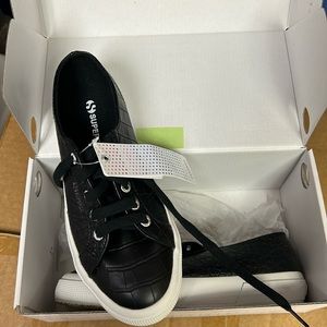 Superga black “crocodile” sneakers.